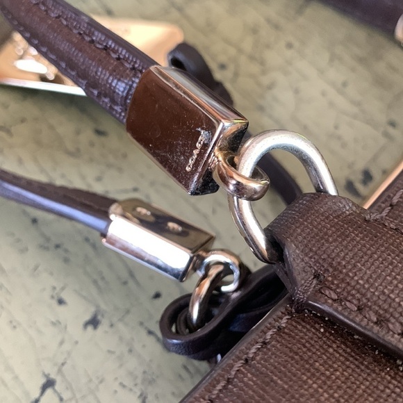 COACH Madison Mini North/South Colorblock Leopard/ Brown Saffiano Leather Tote - Picture 15 of 15